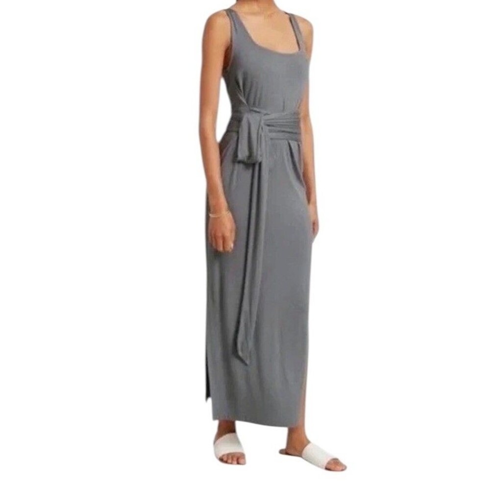 Modern Citizen Kelis Tie Waist Maxi Dress Slate Gray Size Medium